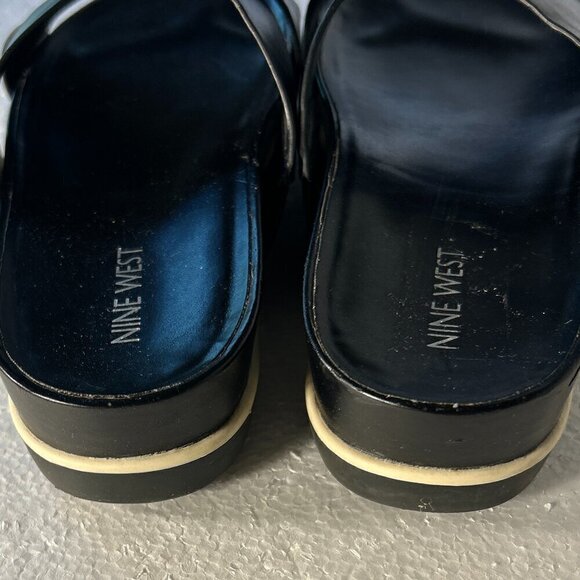 Nine West SZ 8.5 Black tomboy crisscross slide classic sandal comfy rubber non s - Picture 4 of 7